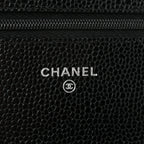 Caviar Quilted Wallet on Chain WOC Black