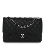 Caviar Quilted Jumbo Double Flap Black