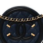 Caviar Quilted Round Filigree Crossbody Navy Black