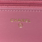 Tweed Quilted Wallet On Chain WOC Pink