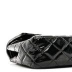 Distressed Patent Quilted Medium Double Flap Black