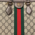GG Supreme Monogram Web Medium Ophidia Tote Bag Brown