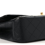 Caviar Quilted Medium Double Flap Black