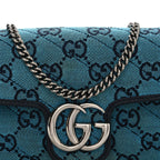 Monogram Multicolor Matelasse Diagonal Super Mini GG Marmont Shoulder Bag Light Blue