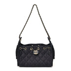 Denim Quilted Mini Chanel 25 Handbag Dark Blue
