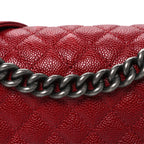 Caviar Quilted Medium Boy Flap Red