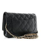 Caviar Quilted Wallet on Chain WOC Black