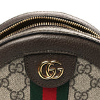 GG Supreme Monogram Web Mini Ophidia Round Shoulder Bag Brown