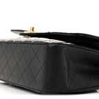 Caviar Quilted Medium Double Flap Black