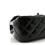 Patent Calfskin Quilted Mini Square Flap So Black