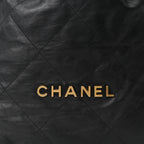 Shiny Calfskin Quilted Small Chanel 22 Black