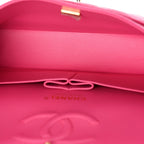 Caviar Quilted Medium Double Flap Dark Pink