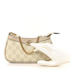 GG Supreme Monogram Textured Dollar Calfskin Web Mini Ophidia GG Handbag Beige Mystic White Oatmeal