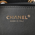 Washed Denim Quilted Mini Chanel 25 Handbag Black