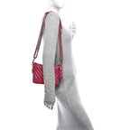 Aged Calfskin Chevron Quilted Small Gabrielle Hobo Dark Pink