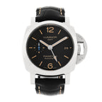 Stainless Steel Alligator 42mm Luminor 1950 3 Days GMT Automatic Watch Black PAM01535
