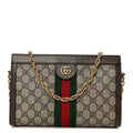 GG Supreme Monogram Web Small Ophidia Chain Shoulder Bag Brown