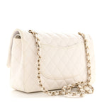Caviar Quilted Medium Double Flap White