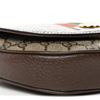 GG Supreme Monogram Textured Dollar Calfskin Web Mini Ophidia Flap Shoulder Bag Beige Ebony New Acero