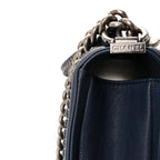 Lambskin Quilted Medium Top Handle Boy Flap Blue