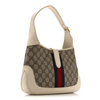 GG Supreme Monogram Azalea Calfskin Web Small Jackie 1961 Hobo Beige Ebony Mystic White