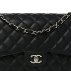 Caviar Quilted Jumbo Double Flap Black