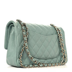 Caviar Quilted Medium Double Flap Dark Green