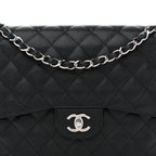 Caviar Quilted Jumbo Double Flap Black