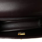 Lambskin Quilted Mini Top Handle Rectangular Flap Dark Purple