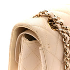 Caviar Quilted Medium Double Flap Light Beige