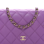 Caviar Quilted Wallet On Chain WOC Purple