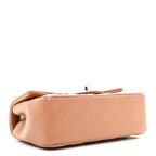 Lambskin Quilted Mini Rectangular Flap Brown