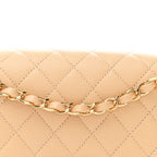 Caviar Quilted Medium Double Flap Beige
