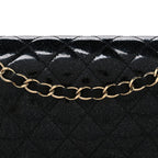 Patent Quilted Sparkle Glitter Medium Double Flap Black