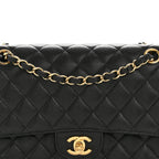 Caviar Quilted Medium Double Flap Black
