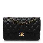 Lambskin Quilted Small Double Flap Black