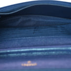 Iridescent Caviar Quilted Wallet on Chain WOC Dark Blue