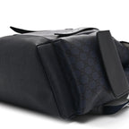 GG Supreme Monogram Textured Dollar Calfskin Medium Ophidia Double Buckle Backpack Blue Dark Blue Black