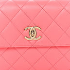 Lambskin Lacquered Quilted Mini Trendy CC Dual Handle Flap Bag Coral Pink