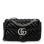 Sequin Matelasse Small GG Marmont Shoulder Bag Black