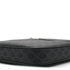 GG Supreme Monogram Web Small Flat Messenger Bag Black Grey