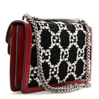 Tweed GG Monogram Small Dionysus Shoulder Bag Black White Romantic Cherry