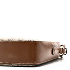 GG Supreme Monogram Azalea Calfskin Retro Interlocking G Messenger Shoulder Bag Beige Ebony Brown Sugar