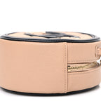 Caviar Quilted Round Filigree Crossbody Beige Black
