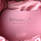 Metallic Lambskin Lacquered Monochrome Quilted Mini Chanel 22 Pink