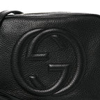 Pebbled Calfskin Small Soho Disco Bag Black