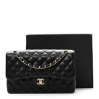 Caviar Quilted Jumbo Double Flap Black