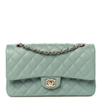 Caviar Quilted Medium Double Flap Dark Green