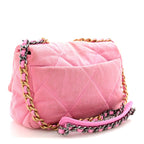 Denim Quilted Medium Chanel 19 Flap Neon Pink