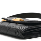 Caviar Quilted Boy Card Holder On Chain Black